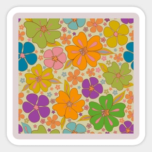 Colorful 70s flower pattern Sticker